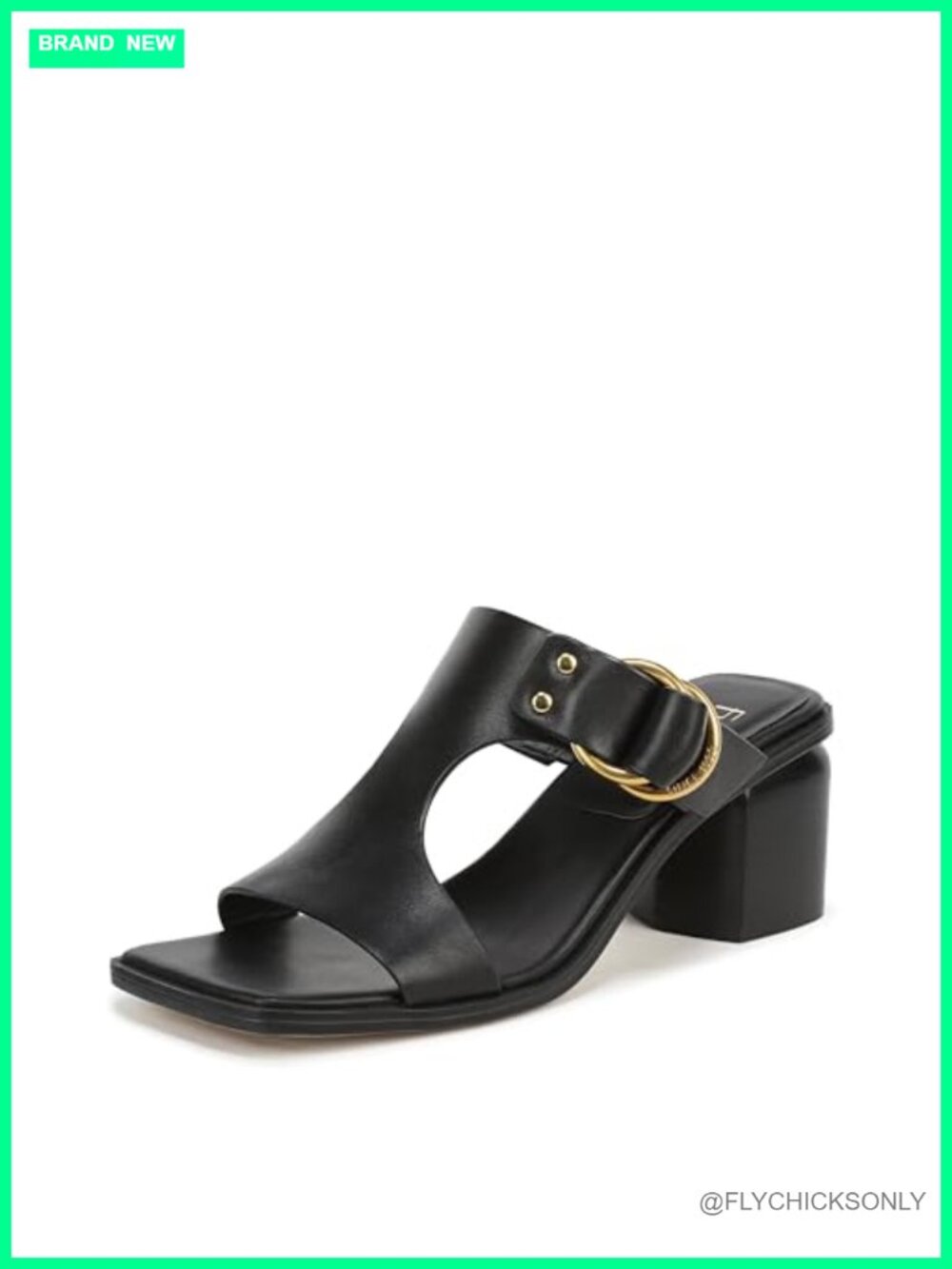 Womens Suede Leather Slide Sandals Block Heel Square Toe 2.625 inch